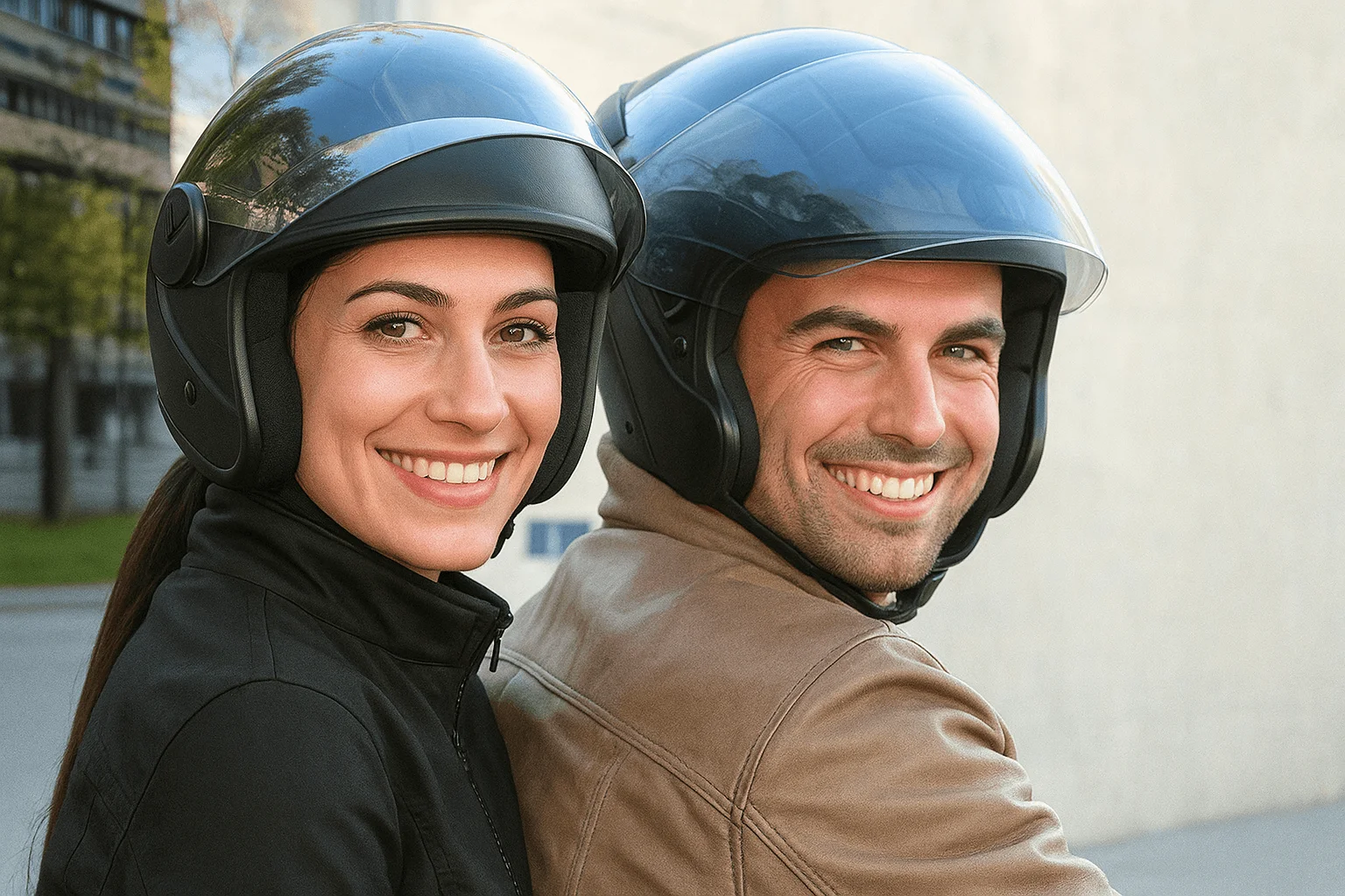 Motorrad Grundkurs Aargau – Glückliches Paar nach erfolgreichem Grundkurs